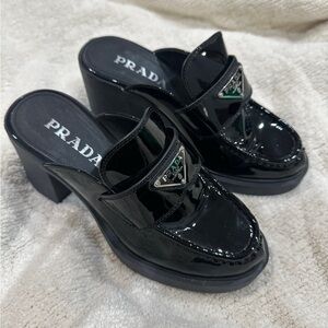 Prada Women's Black Patent Leather Clogs
